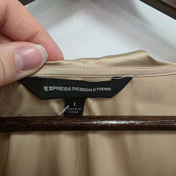 Express Y2K Gold Satin Babydoll Ruffle Top Size L Poet Romantic Twee Edwardian - Picture 3 of 12